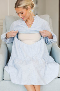 NURSING COLLECTION: All Up To You Light Blue Textured Dress