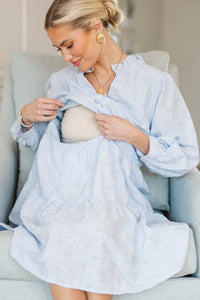 NURSING COLLECTION: All Up To You Light Blue Textured Dress