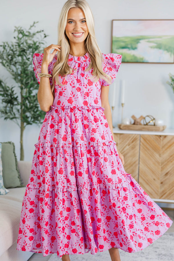 NURSING COLLECTION: What It Means Lavender Floral Midi Dress