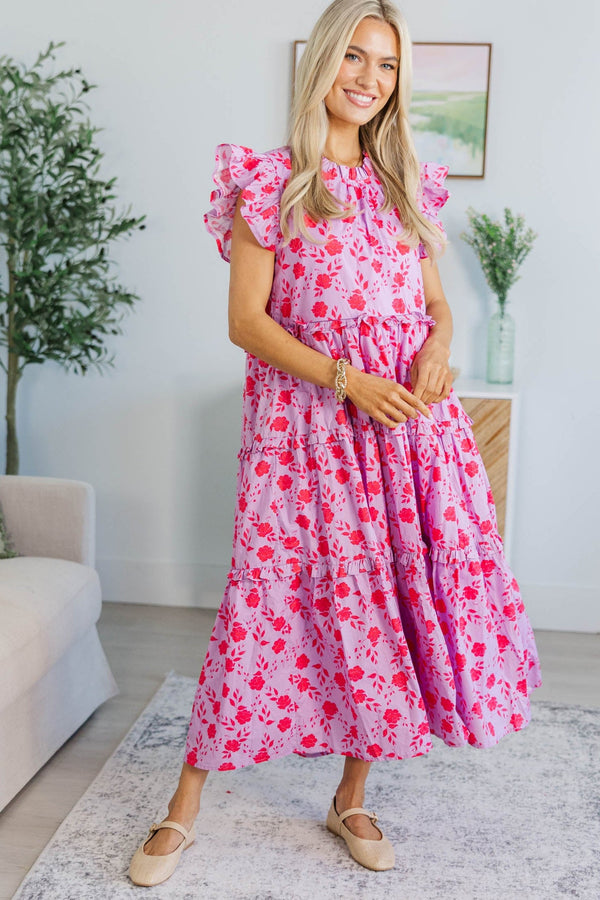NURSING COLLECTION: What It Means Lavender Floral Midi Dress, 1X - The Mint Julep Boutique | Women's Boutique Clothing NURSING COLLECTION: What It Means Lavender Floral Midi Dress, 1X - The Mint Julep Boutique | Women's Boutique Clothing