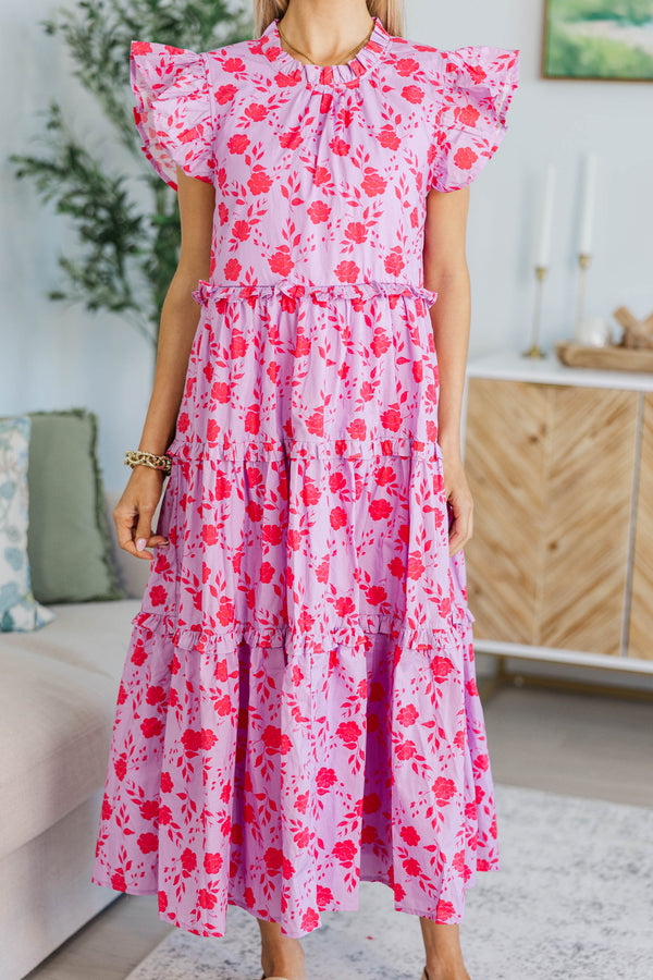 NURSING COLLECTION: What It Means Lavender Floral Midi Dress