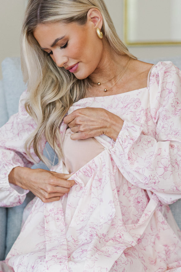 silk nursing dress Miranda Bennett Before, During With: Silk Noil Everyday Nursing Dress - NATURAL