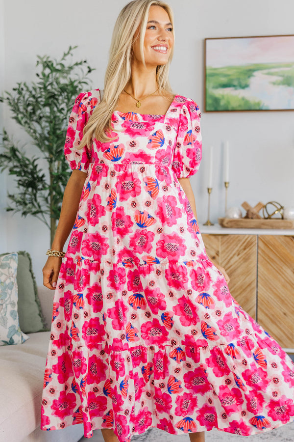 NURSING COLLECTION: Answer The Call Fuchsia Floral Midi Dress – Shop the Mint
