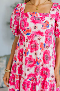 NURSING COLLECTION: Answer The Call Fuchsia Floral Midi Dress