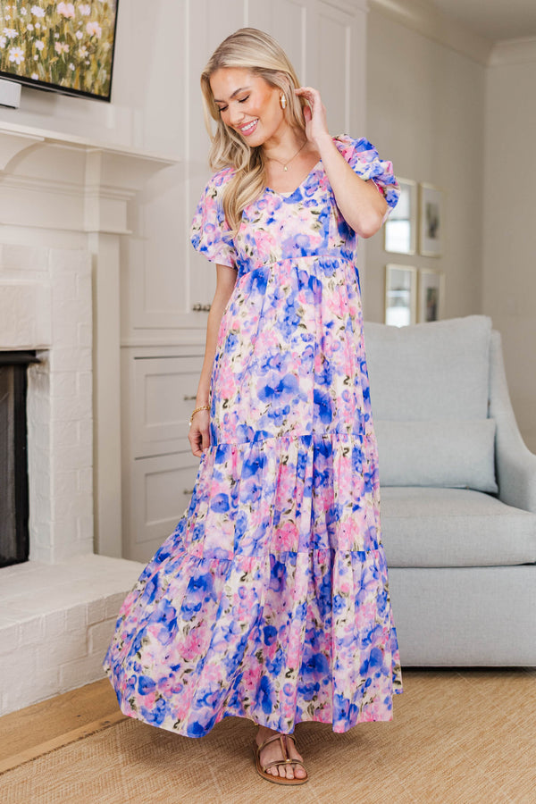 NURSING COLLECTION: Falling In Love Purple Watercolor Maxi Dress
