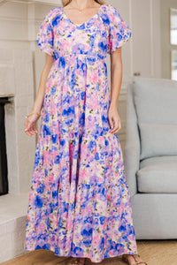 NURSING COLLECTION: Falling In Love Purple Watercolor Maxi Dress