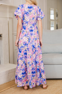 NURSING COLLECTION: Falling In Love Purple Watercolor Maxi Dress