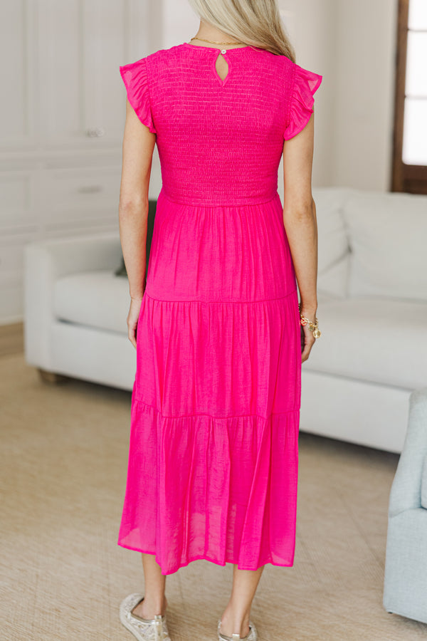 Fuchsia Smocked L/S Dress main image 1