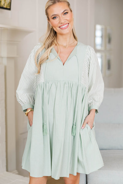 NURSING COLLECTION: Through The Years Mint Green Striped Babydoll Dress, X-Large - The Mint Julep Boutique | Women's Boutique Clothing