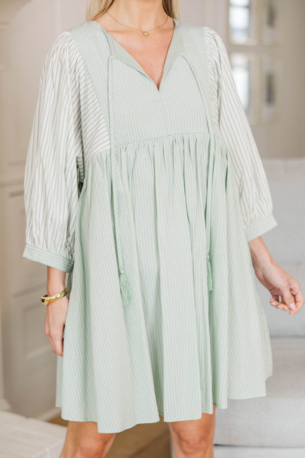 NURSING COLLECTION: Through The Years Mint Green Striped Babydoll Dress