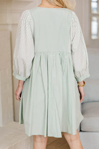 NURSING COLLECTION: Through The Years Mint Green Striped Babydoll Dress