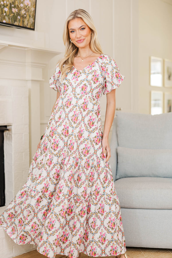 NURSING COLLECTION: Falling In Love Cream Floral Maxi Dress