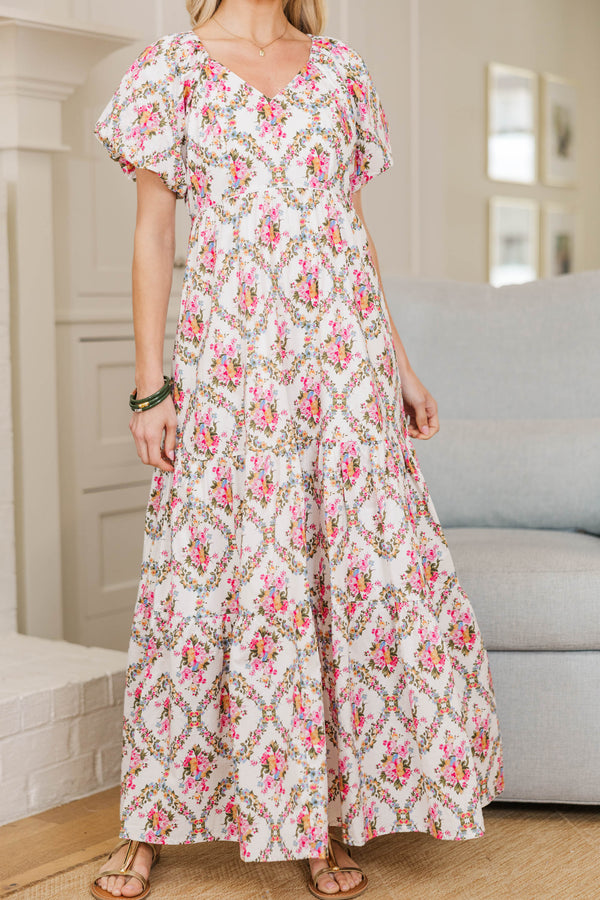 NURSING COLLECTION: Falling In Love Cream Floral Maxi Dress