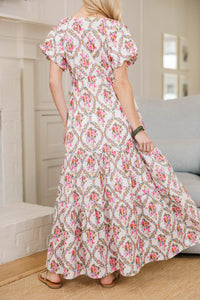 NURSING COLLECTION: Falling In Love Cream Floral Maxi Dress
