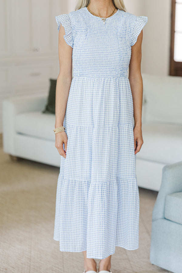 NURSING COLLECTION: Learn From The Best Light Blue Gingham Smocked Dre