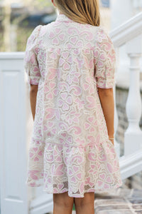 Girls: Blush & Bloom Pink Button Down Dress