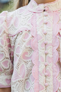 Girls: Blush & Bloom Pink Button Down Dress