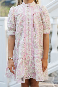Girls: Blush & Bloom Pink Button Down Dress