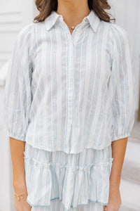 Girls: The Emerly Light Blue Striped Blouse
