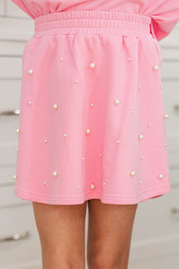 Girls: Pearl Pink Embellished Skort