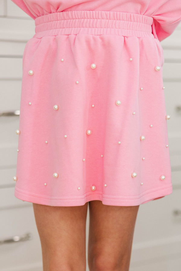 Girls: Pearl Pink Embellished Skort