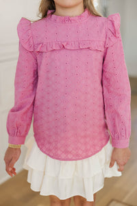 Girls: The Lennox Pink Eyelet Blouse