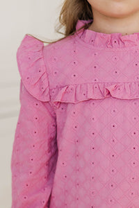 Girls: The Lennox Pink Eyelet Blouse