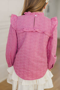 Girls: The Lennox Pink Eyelet Blouse