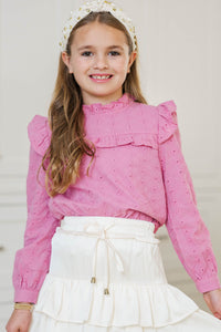 Girls: The Lennox Pink Eyelet Blouse