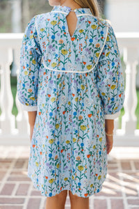 Girls: The Tiff Blue Floral Babydoll Dress