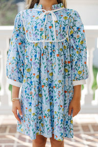 Girls: The Tiff Blue Floral Babydoll Dress