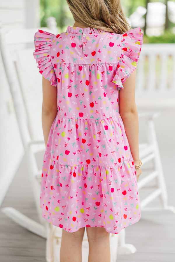 pink apple dresses Girls: Sweet Nature Pink Apples & Bows Babydoll Dress – Shop the Mint