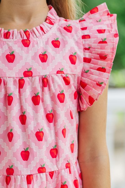 Girls: Sweet Nature Pink Apple Medallion Babydoll Dress, (12/14) - The Mint Julep Boutique Girls: Sweet Nature Pink Apple Medallion Babydoll Dress, (12/14) - The Mint Julep Boutique