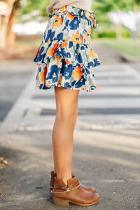 Girls: Take The Leap Navy Floral Skort