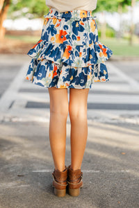 Girls: Take The Leap Navy Floral Skort