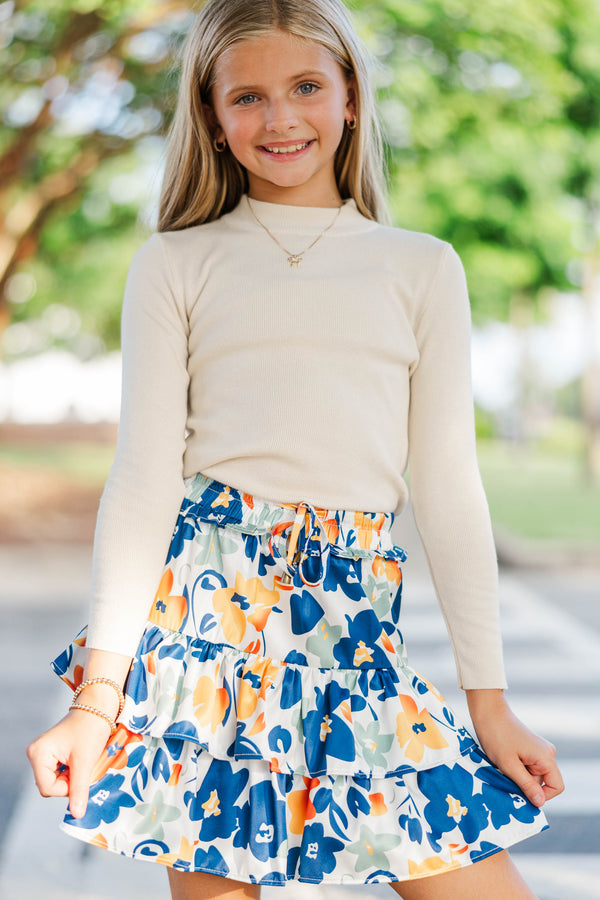 Girls: Take The Leap Navy Floral Skort