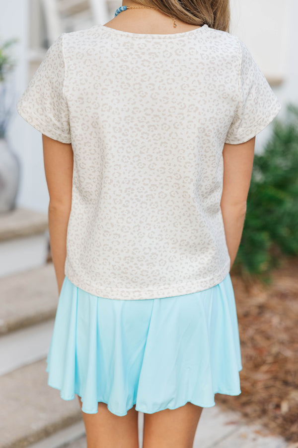 Girls: Journey Over Destination Cream Leopard Tee