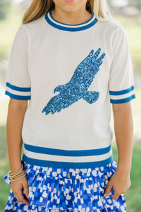Girls: Stay In Character White and Blue Eagles Sweater