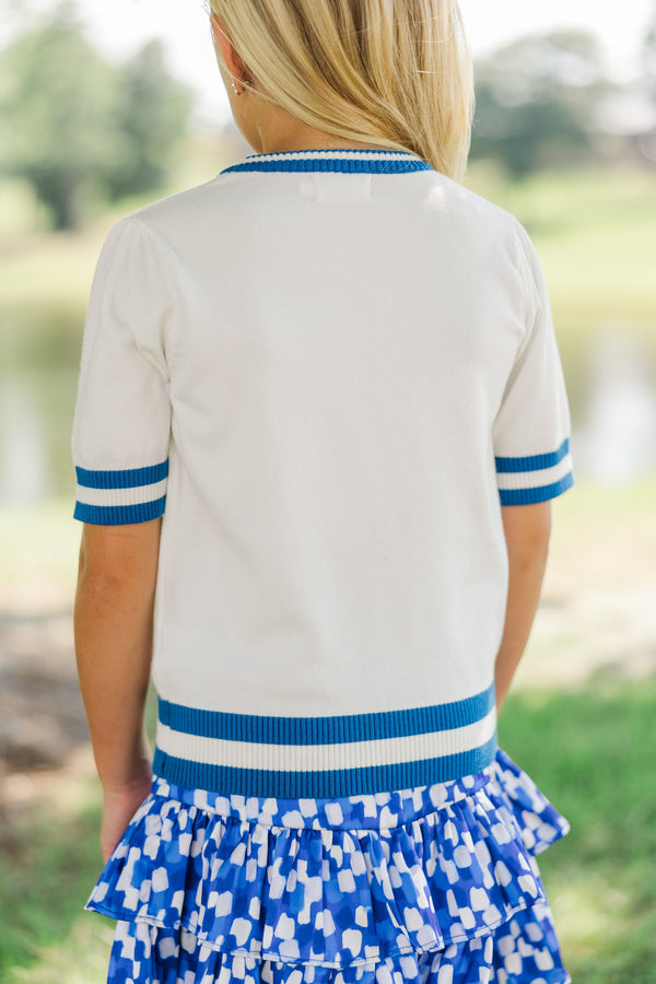 Girls: Stay In Character White and Blue Eagles Sweater