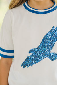 Girls: Stay In Character White and Blue Eagles Sweater