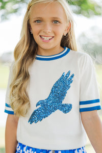 Girls: Stay In Character White and Blue Eagles Sweater
