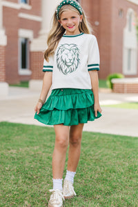 Girls: Stay In Character White and Green Lions Sweater