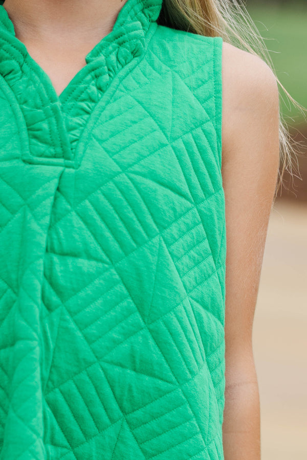 Girls: Never Better Green Textured Dress