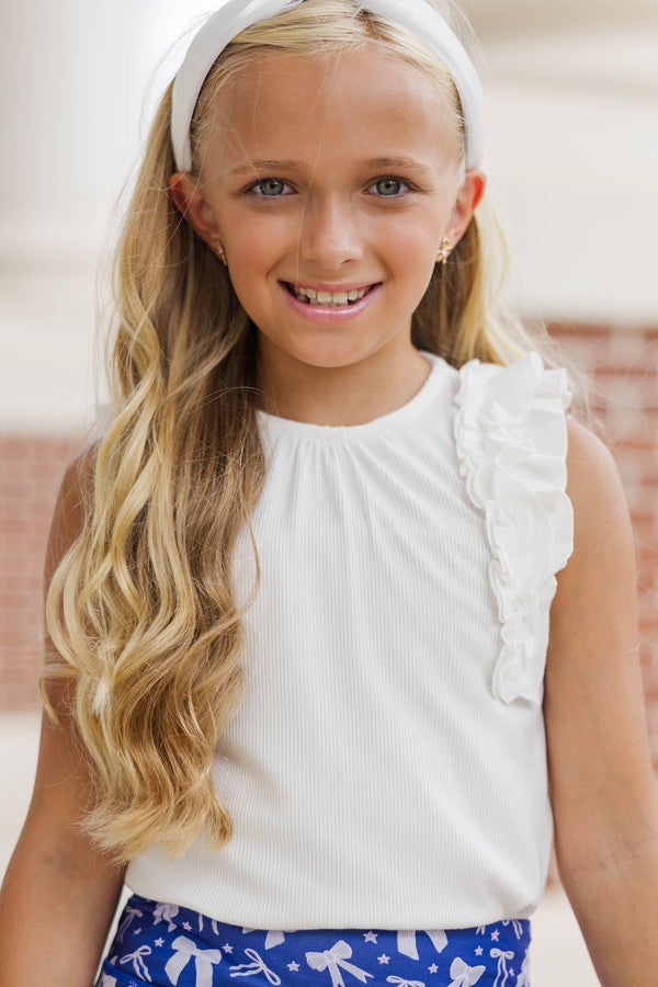 Girls: The Frill Seeker White Ruffle Sleeve Blouse