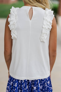 Girls: The Frill Seeker White Ruffle Sleeve Blouse