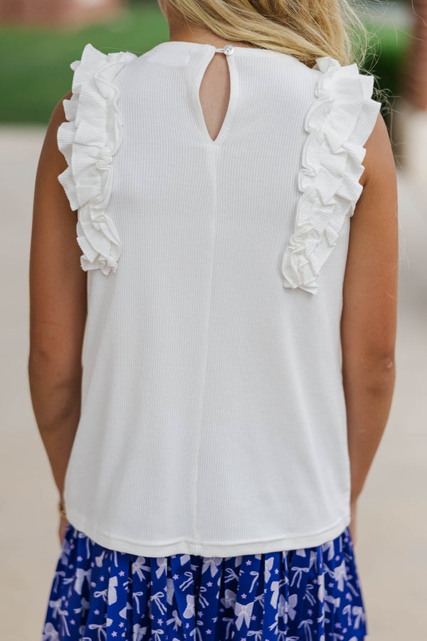 Girls: The Frill Seeker White Ruffle Sleeve Blouse
