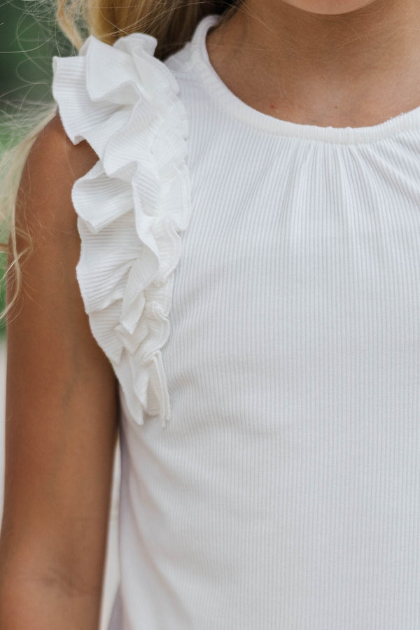 Girls: The Frill Seeker White Ruffle Sleeve Blouse