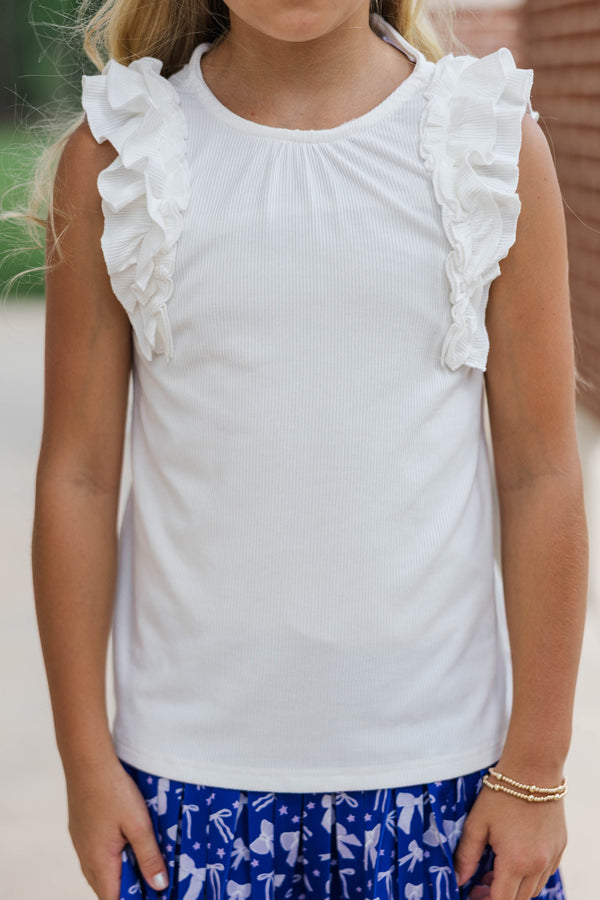 Girls: The Frill Seeker White Ruffle Sleeve Blouse