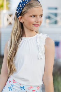 Girls: The Frill Seeker White Ruffle Sleeve Blouse