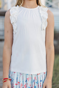 Girls: The Frill Seeker White Ruffle Sleeve Blouse